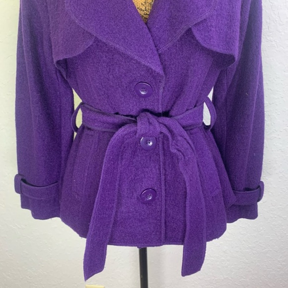 SANDRO Wool Structured VNeck Collared Belted Button Front Business Office Blazer - Picture 7 of 13